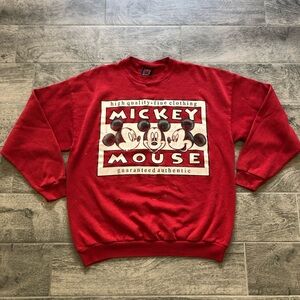 Vintage 90's Disney Mickey Mouse Unlimited Sweatshirt Red Adult Size XL